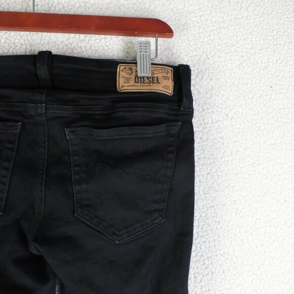 Diesel Jeans Womens 24 Black Grupee Super Slim Skinny Low Waist Stretch 33L - Picture 4 of 12
